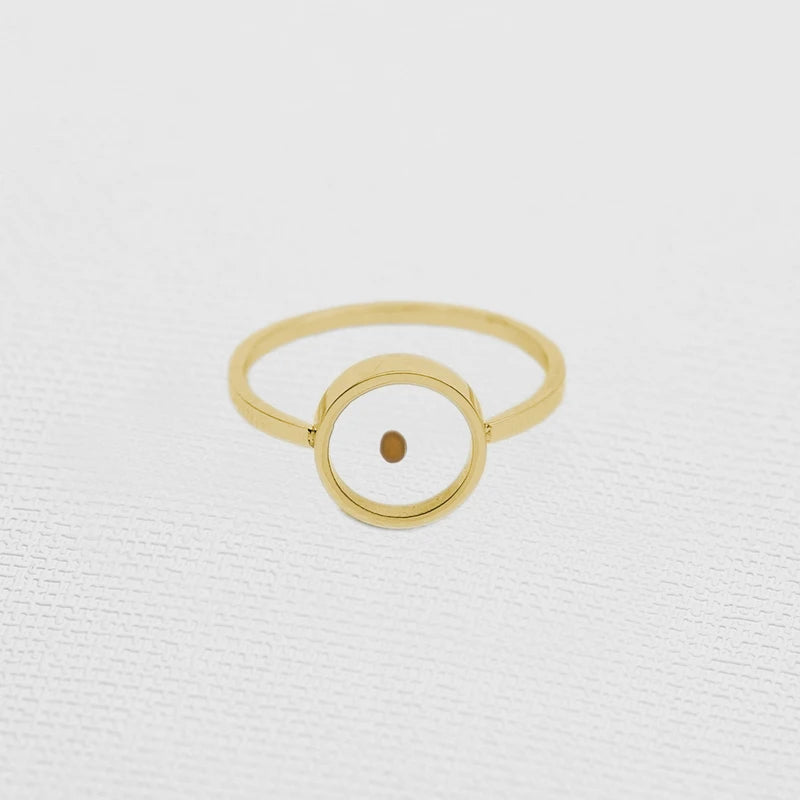 Stainless Steel Gold Plated Mustard Seed Ring for Women and Girls - Christian Faith Jewelry Gift