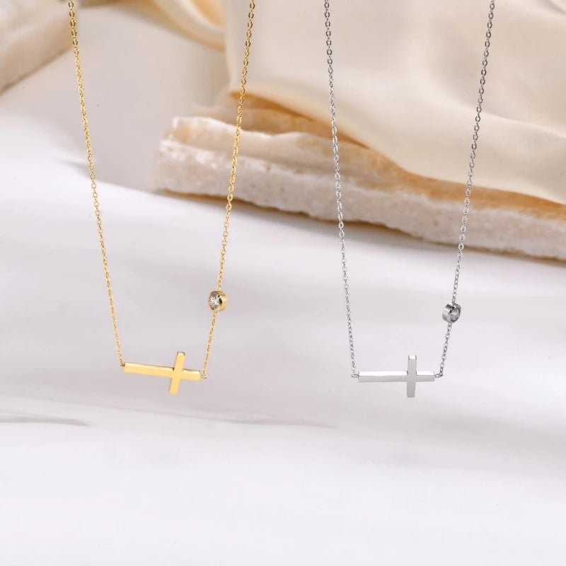 CROSS MOISSANITE NECKLACE - Faith & Glow Co.