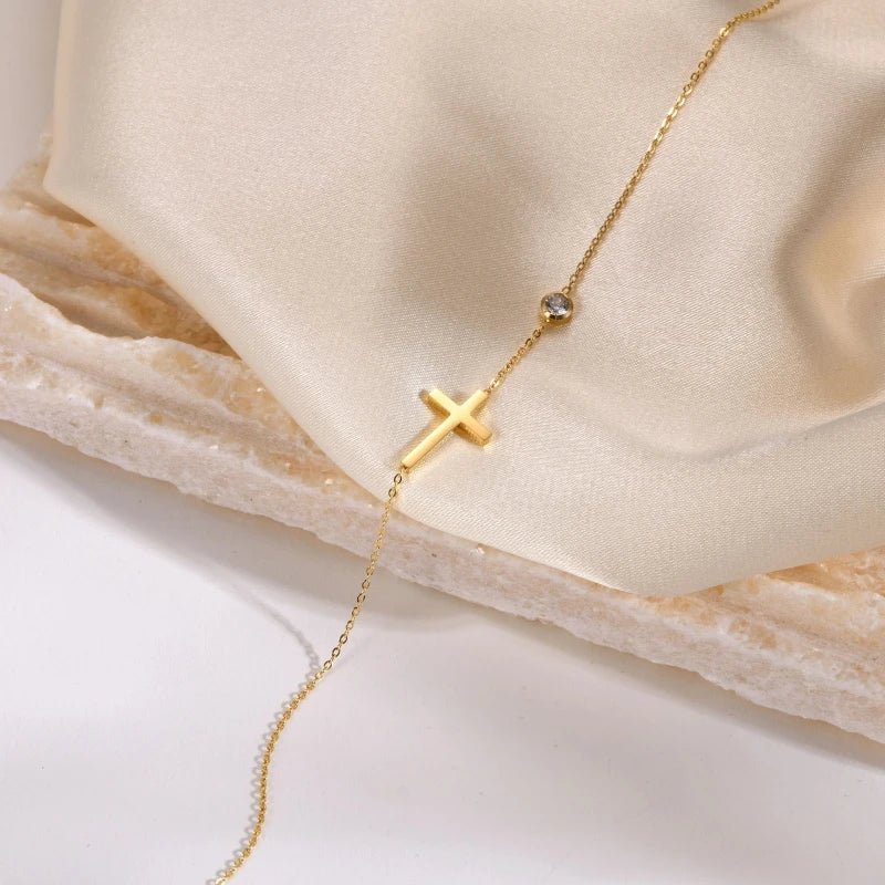 CROSS MOISSANITE NECKLACE - Faith & Glow Co.