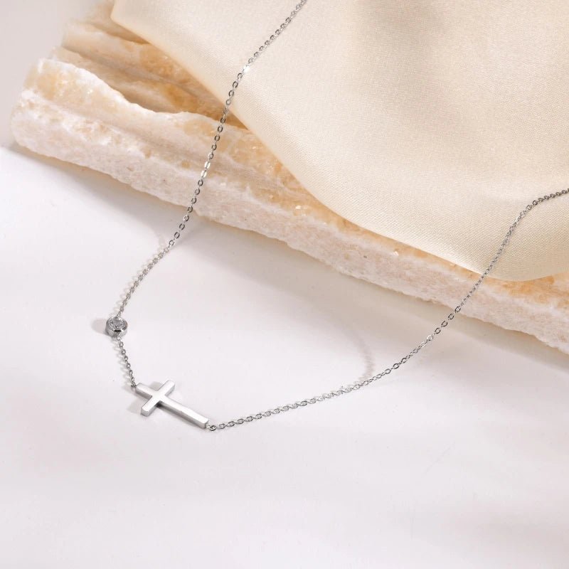CROSS MOISSANITE NECKLACE - Faith & Glow Co.