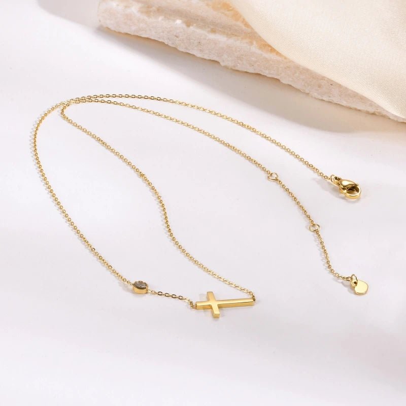 CROSS MOISSANITE NECKLACE - Faith & Glow Co.