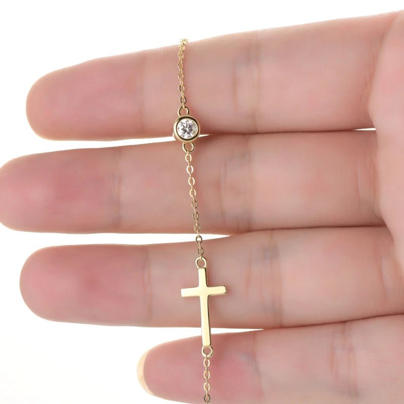 CROSS MOISSANITE NECKLACE & BRACELET SET - Faith & Glow Co.