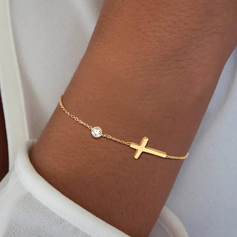 CROSS MOISSANITE NECKLACE & BRACELET SET - Faith & Glow Co.