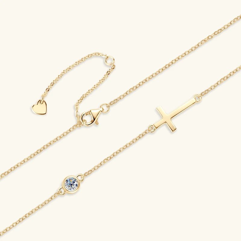 CROSS MOISSANITE NECKLACE & BRACELET SET - Faith & Glow Co.