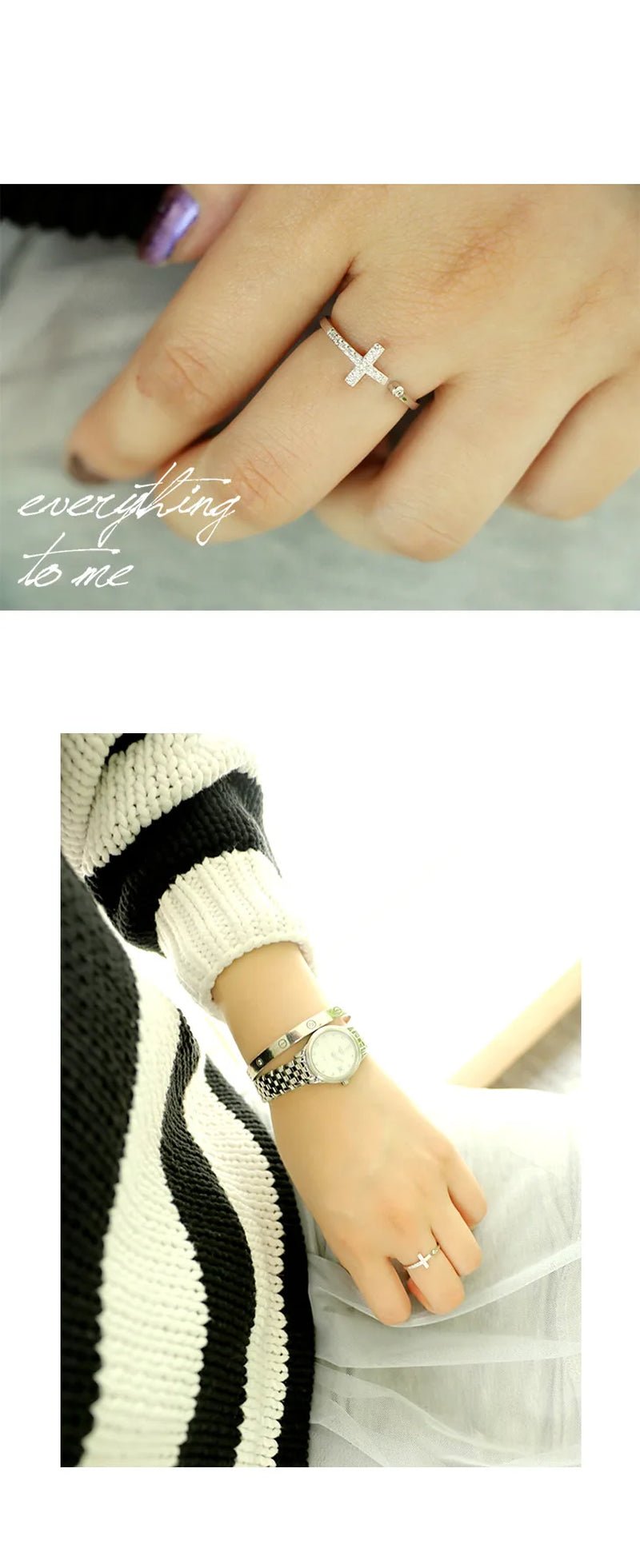 CZ ADJUSTABLE CROSS RING 925 - Faith & Glow Co.