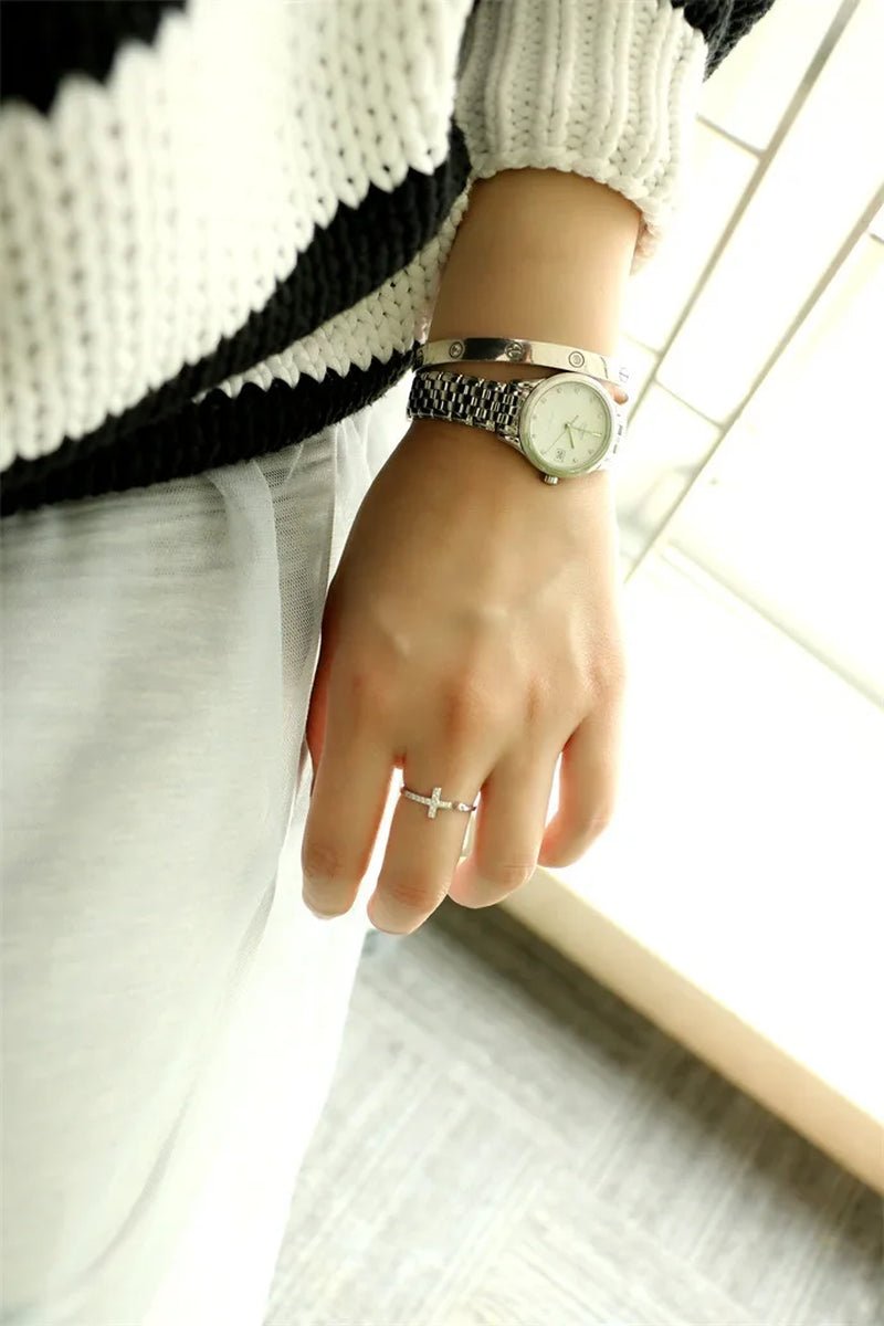 CZ ADJUSTABLE CROSS RING 925 - Faith & Glow Co.