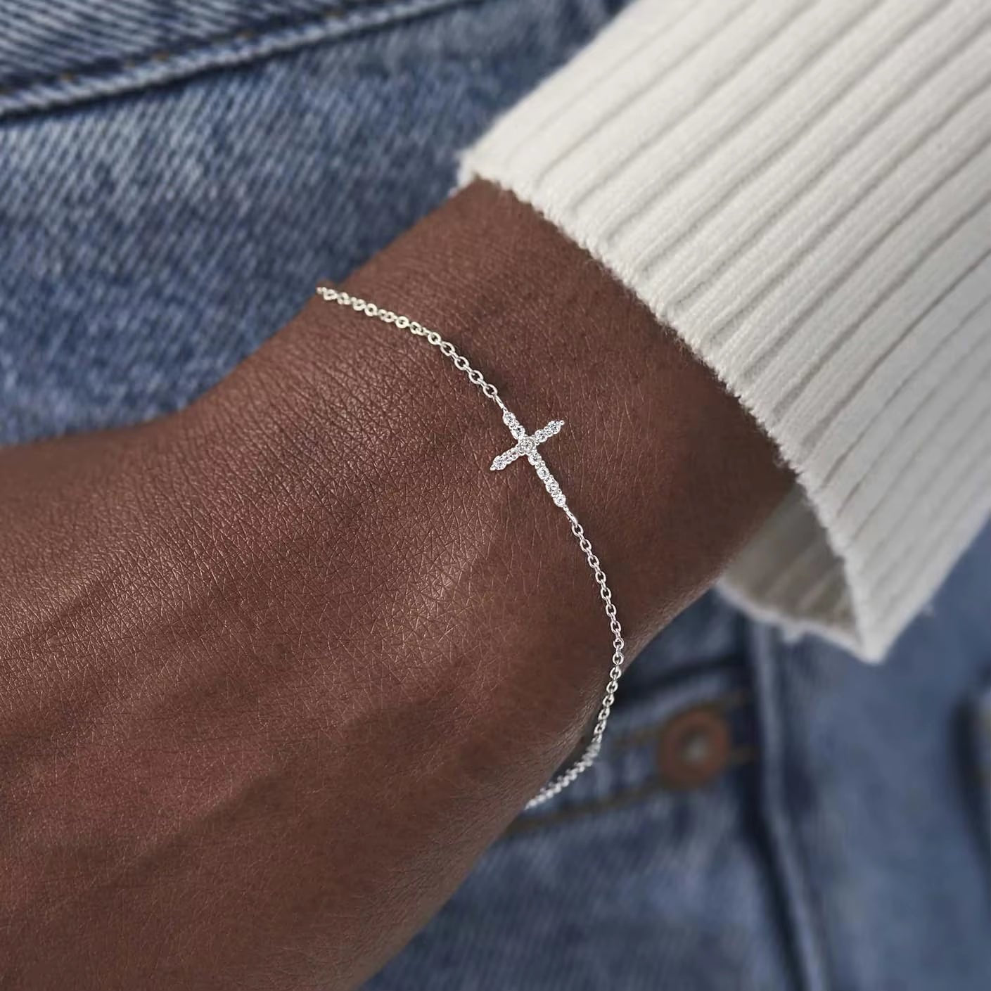 CZ CROSS BRACELET 925 - Faith & Glow Co.