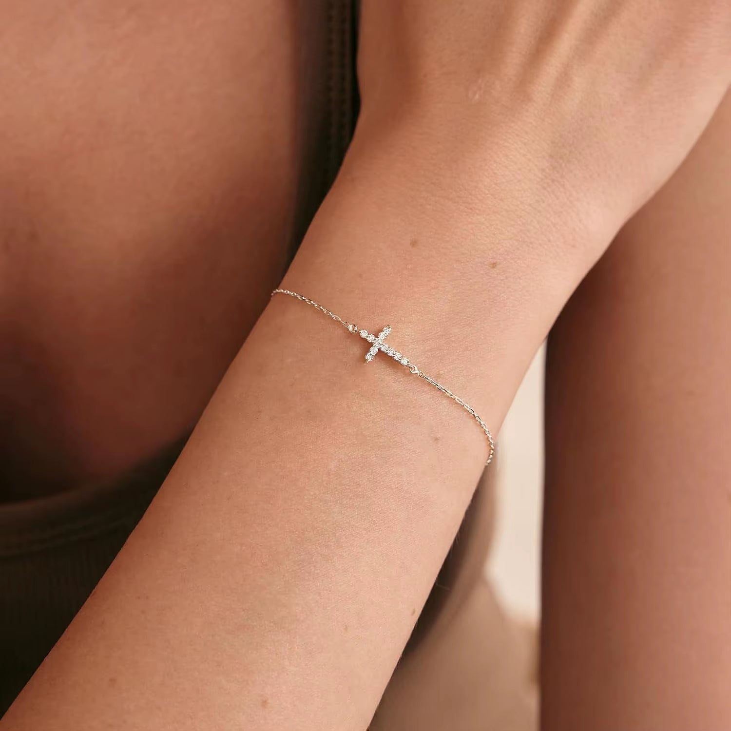 CZ CROSS BRACELET 925 - Faith & Glow Co.