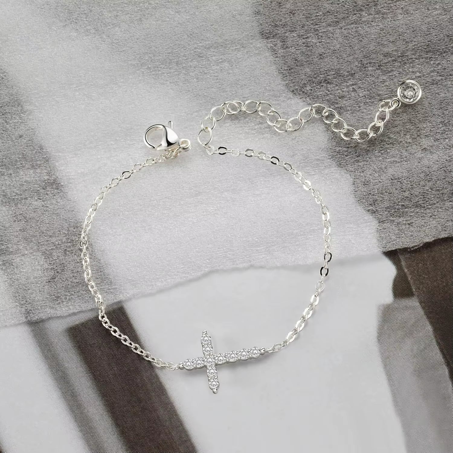 CZ CROSS BRACELET 925 - Faith & Glow Co.