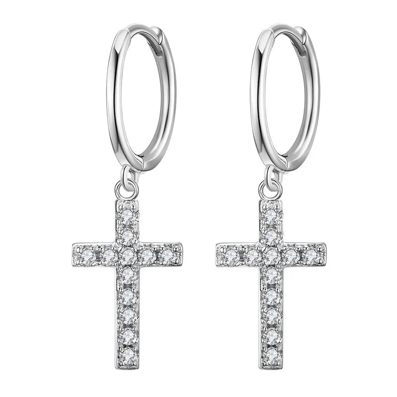 CZ CROSS EARRINGS - Faith & Glow Co.