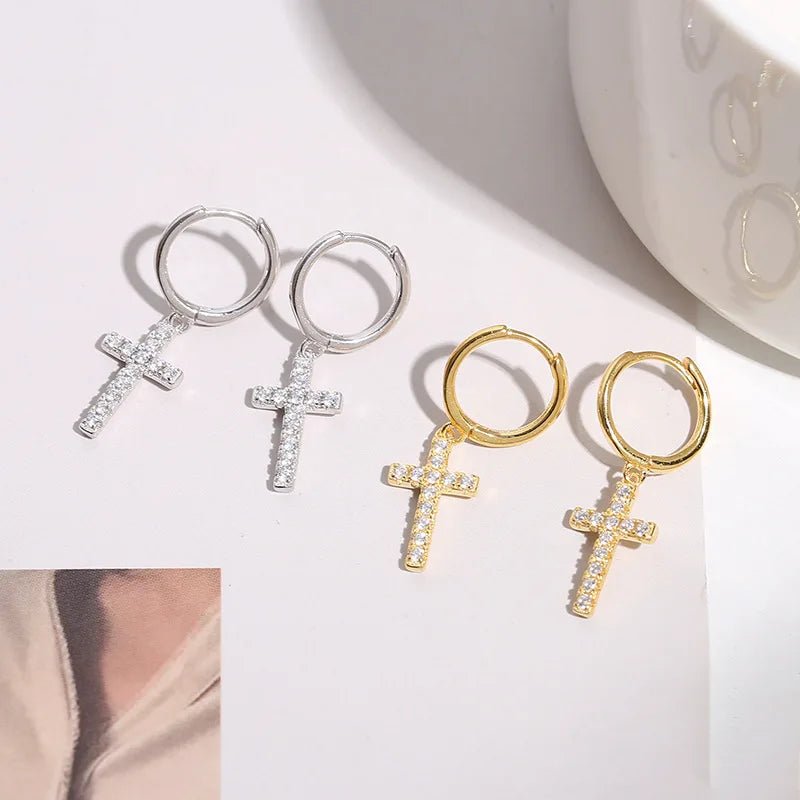 CZ CROSS EARRINGS - Faith & Glow Co.