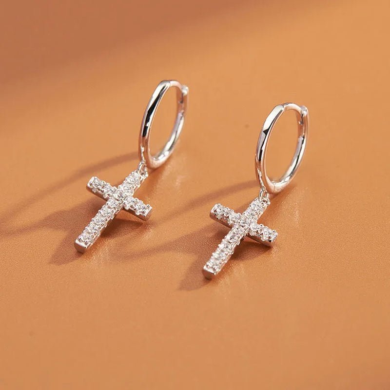 CZ CROSS EARRINGS - Faith & Glow Co.
