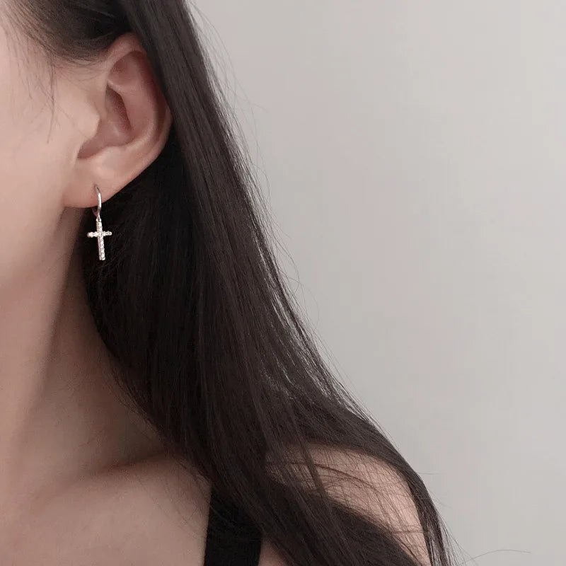 CZ CROSS EARRINGS - Faith & Glow Co.