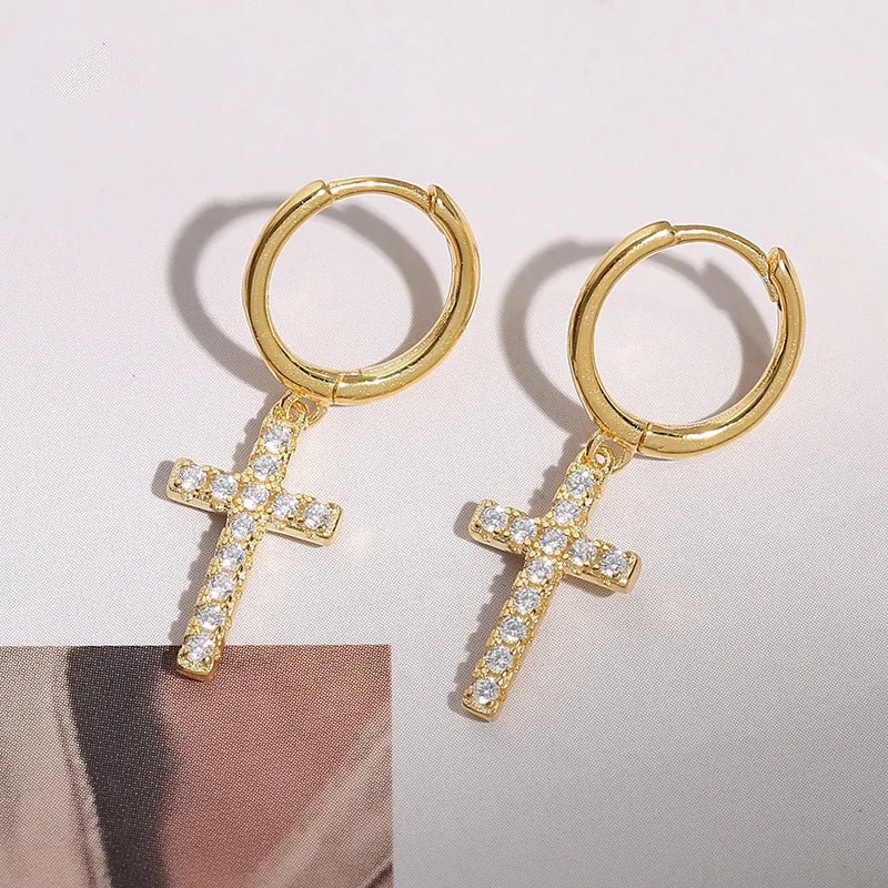 CZ CROSS EARRINGS - Faith & Glow Co.