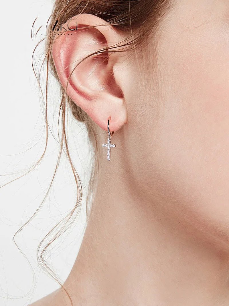 CZ CROSS EARRINGS - Faith & Glow Co.