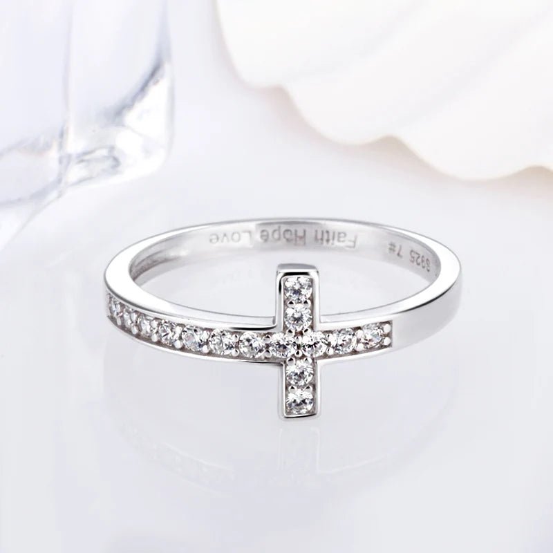 CZ CROSS RING 925 - Faith & Glow Co.