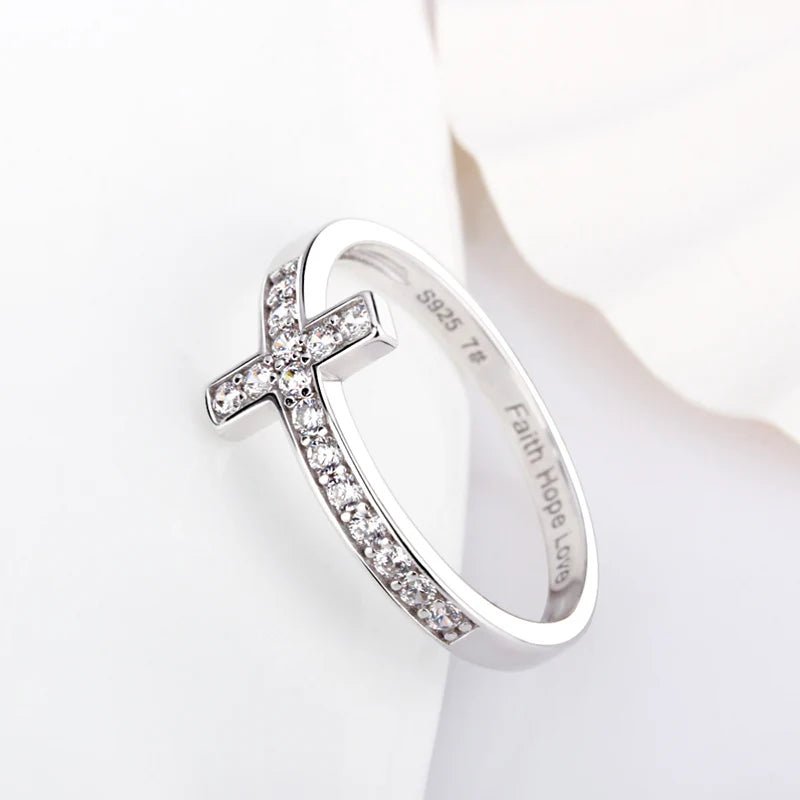CZ CROSS RING 925 - Faith & Glow Co.