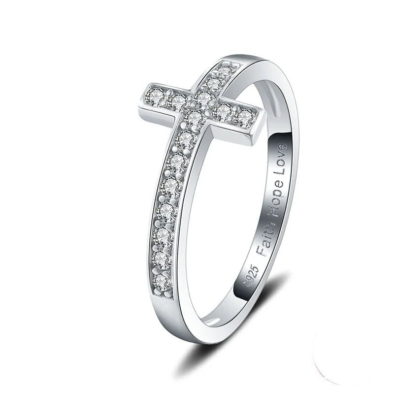 CZ CROSS RING 925 - Faith & Glow Co.