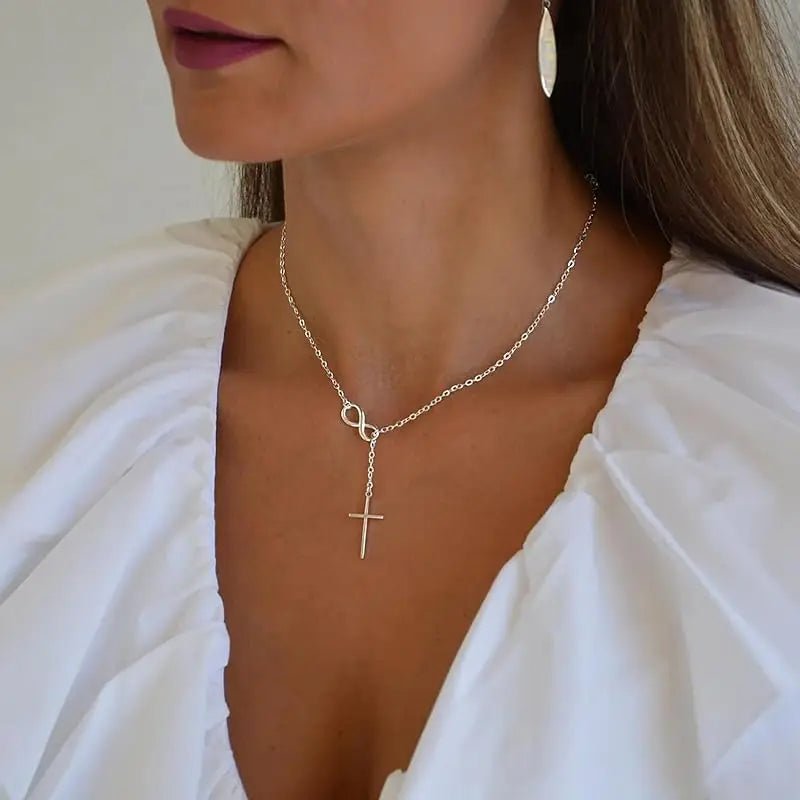 INFINITY CROSS PENDANT NECKLACE - Faith & Glow Co.